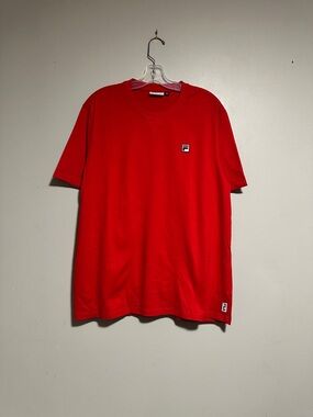 Fila Red Short Sleeve Crew Neck Tee with Chest Logo